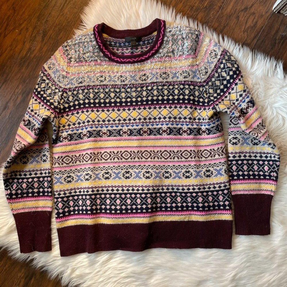 J.Crew fair isle sequined wool sweater